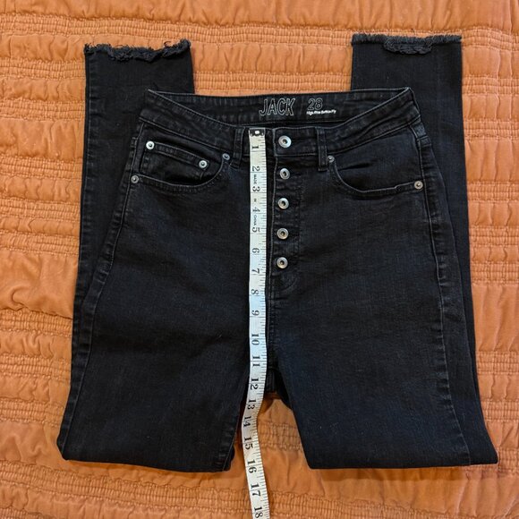 Jack BB Dakota Black High-Rise Button-Fly Jeans Raw Hem Women's Size 28 - Picture 8 of 8